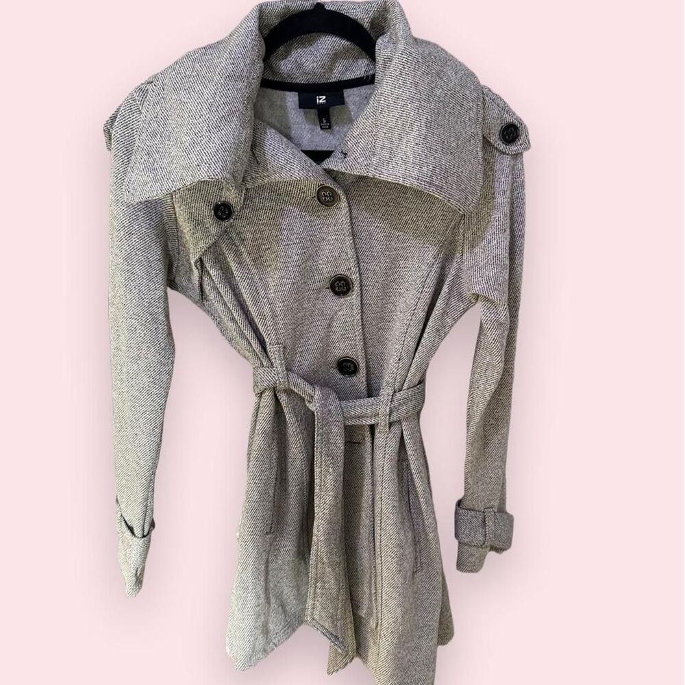 Iz-byer Women's Grey and Cream Coat